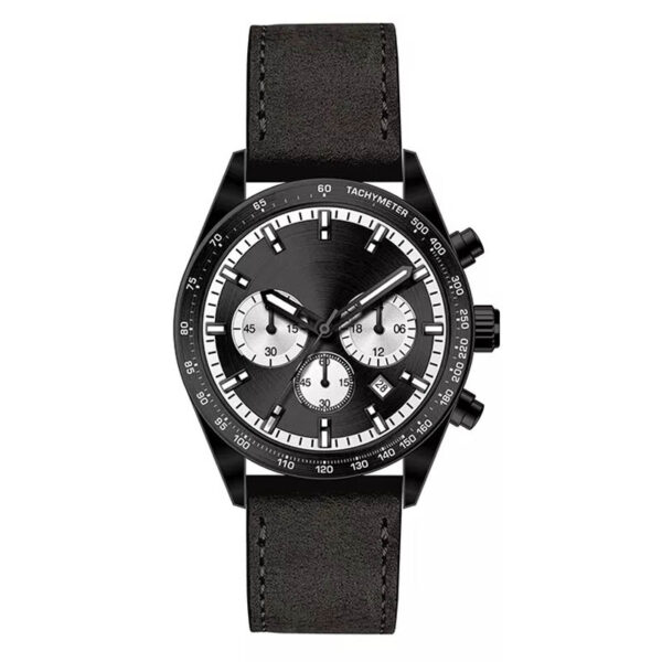 New trending leather strap wristwatch 5ATM waterproof luxury mens chronograph quartz watches