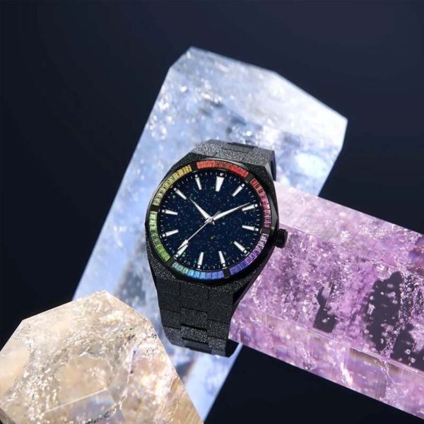 Top men's hip hop diamond watches manufacturer custom rainbow diamond watches for ladies and gentlemen