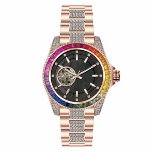 SGM-D3055 Bust Down Iced Out Rainbow Stones men mechanical watches Swiss movement sapphire glass custom watches factory