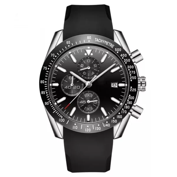 Japanese quartz movement chronograph stainless steel bracelet rubber strap watches - Image 3