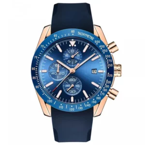 Japanese quartz movement chronograph stainless steel bracelet rubber strap watches