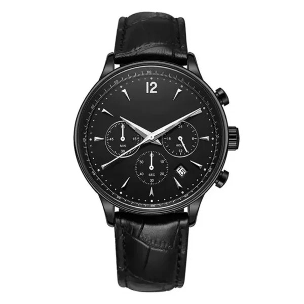 Italian leather strap 316 L stainless steel case quartz chronograph movement watches - Image 4