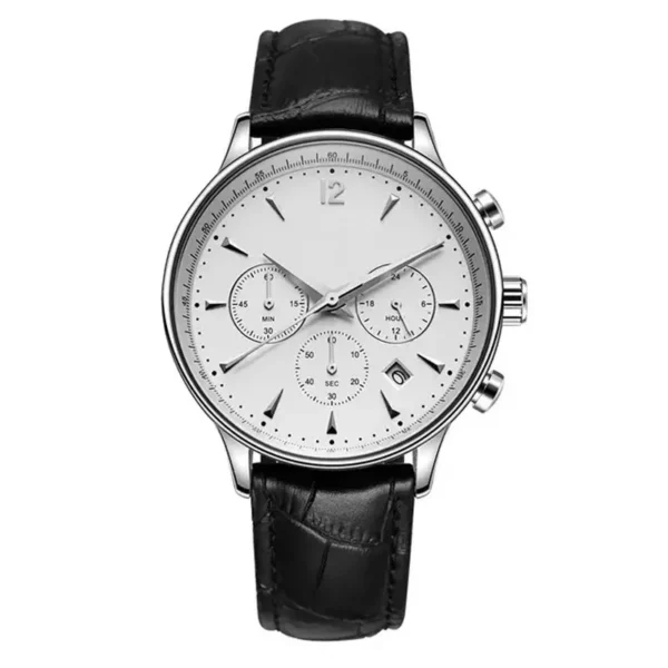 Italian leather strap 316 L stainless steel case quartz chronograph movement watches - Image 5