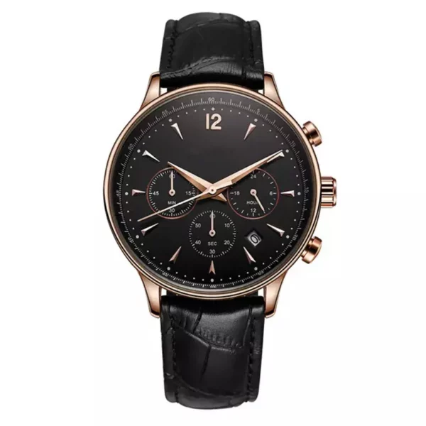 Italian leather strap 316 L stainless steel case quartz chronograph movement watches - Image 6