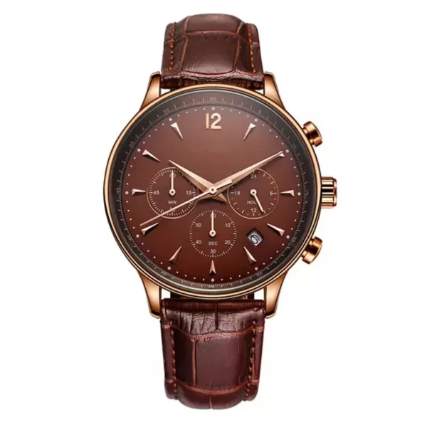 Italian leather strap 316 L stainless steel case quartz chronograph movement watches - Image 2