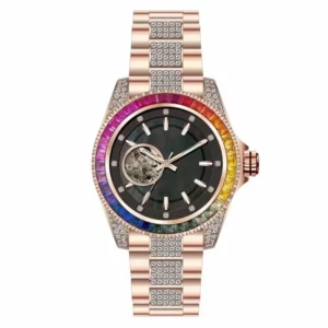 Bust Down Iced Out Rainbow Stones men mechanical watches Swiss movement sapphire glass