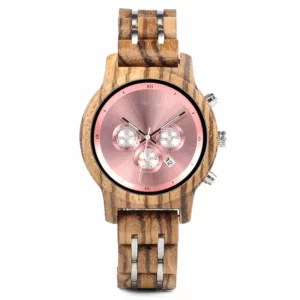fashion steel+wooden chronograph watches for women China Wooden Watch Suppliers