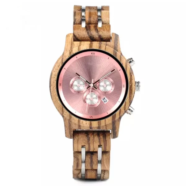 fashion steel+wooden chronograph watches for women China Wooden Watch Suppliers