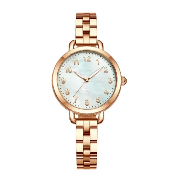 Elegant Woman Wrist Watch With Leather Band Shell Dial Beautiful Woman Watch - Image 4