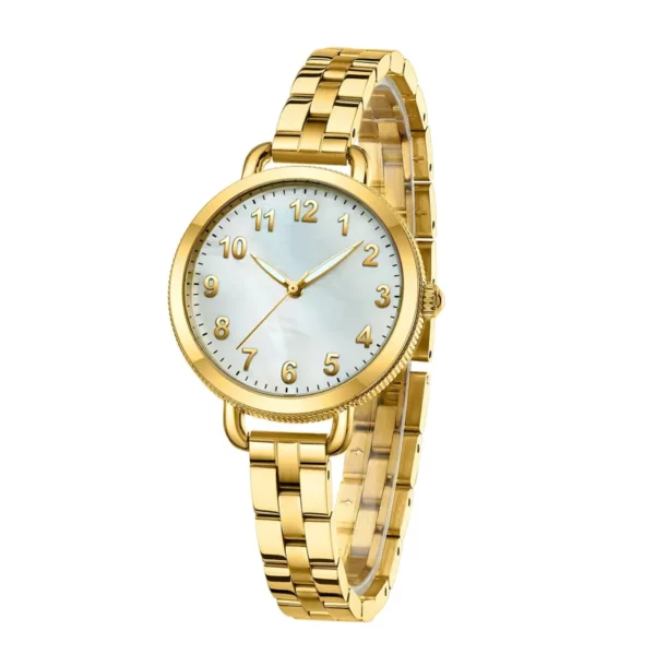 Elegant Woman Wrist Watch With Leather Band Shell Dial Beautiful Woman Watch - Image 2