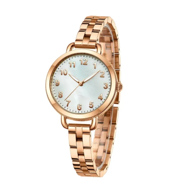 Elegant Woman Wrist Watch With Leather Band Shell Dial Beautiful Woman Watch - Image 5