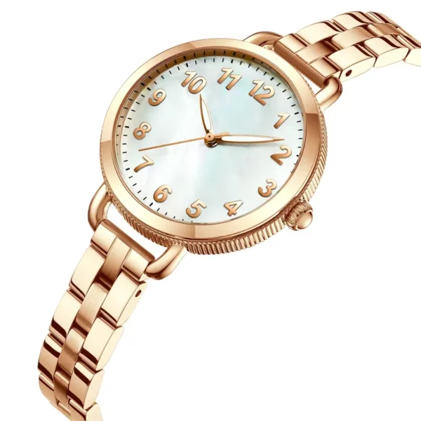Elegant Woman Wrist Watch With Leather Band Shell Dial Beautiful Woman Watch - Image 6