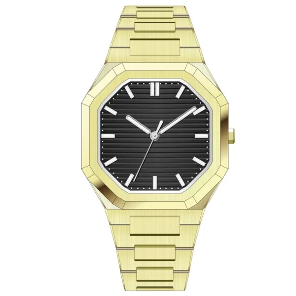Gold Automatic Stainless Steel Square Watch